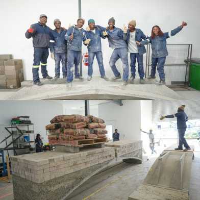 Indovlu floor, images of the floor element in a workshop in South Africa.