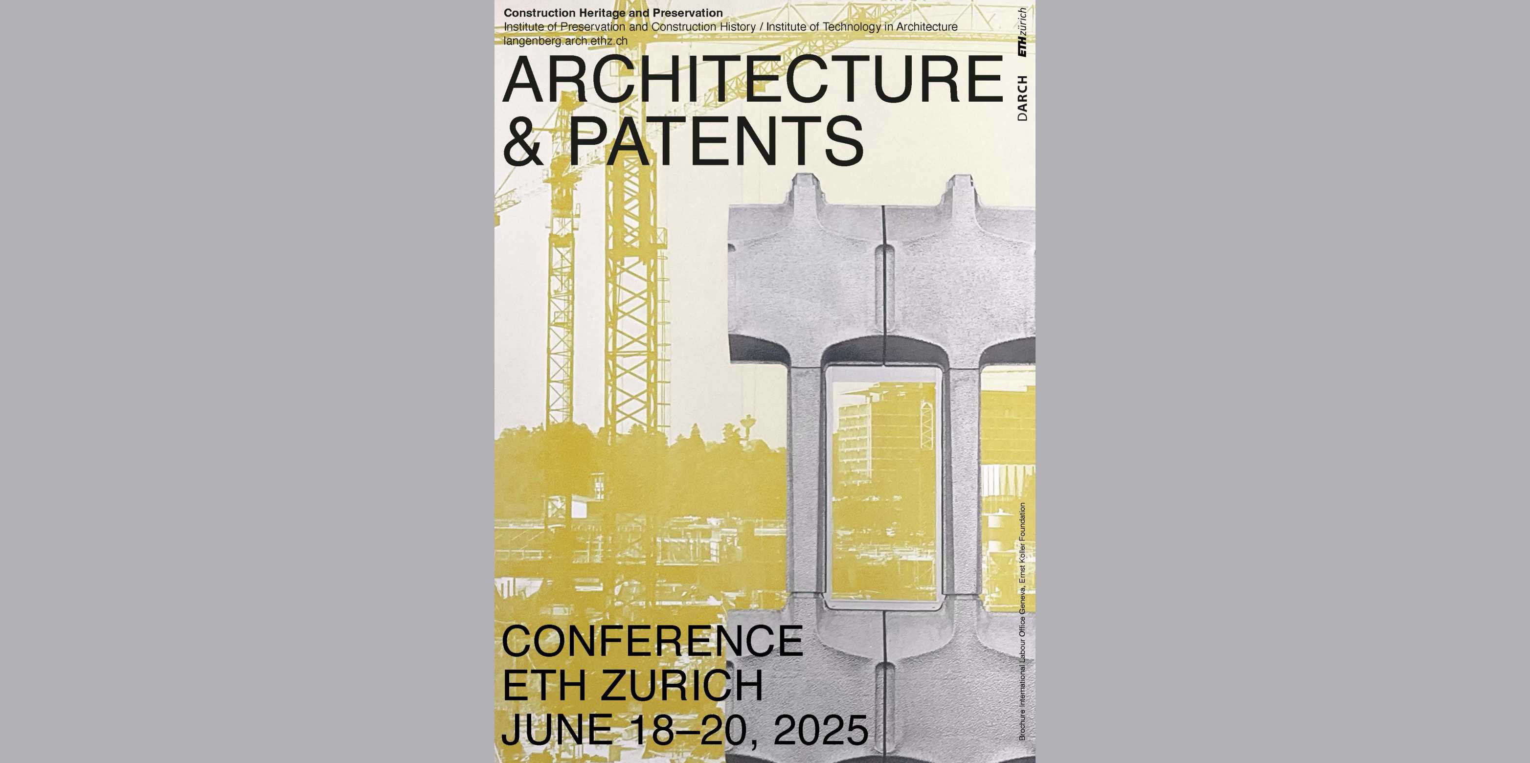 "Architecture & Patents", conference poster. Poster image (c) Ernst and Herta Koller-Ritter Foundation.